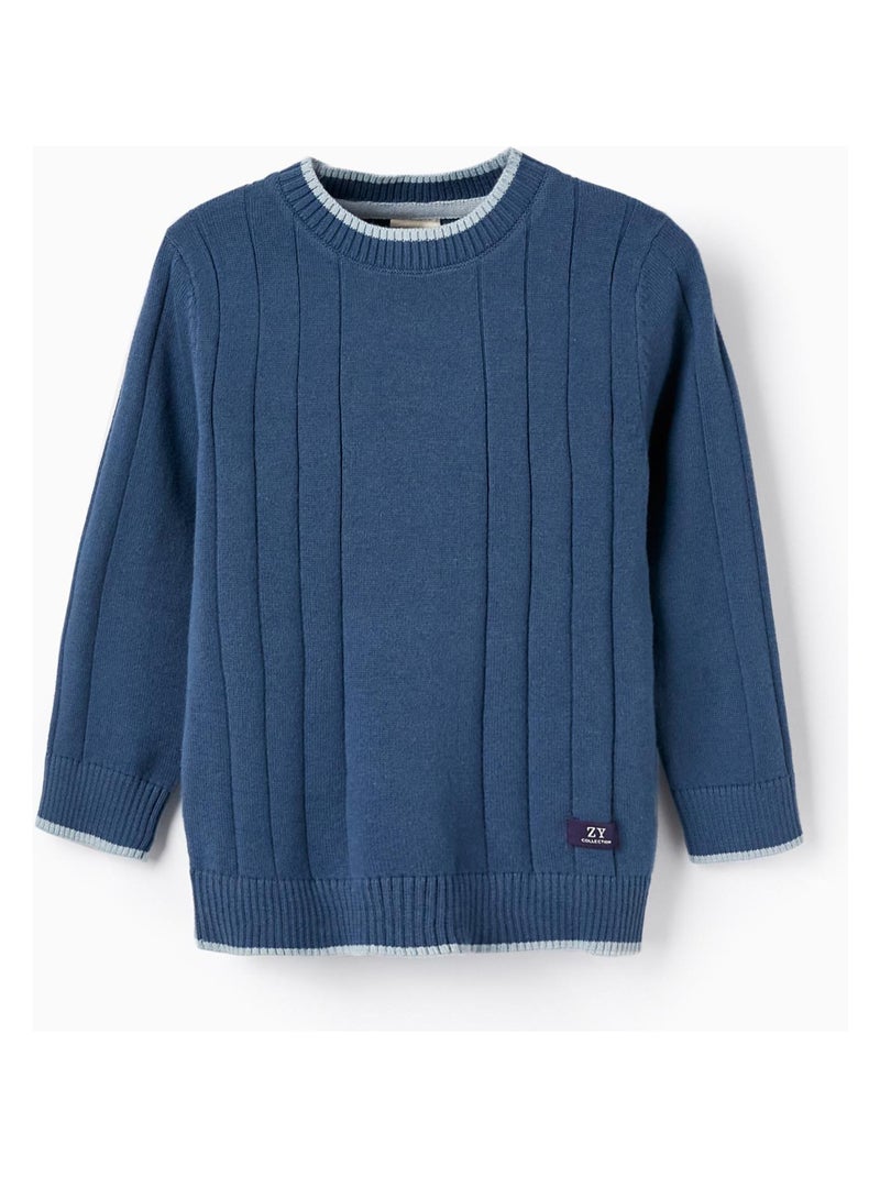 Collection Brothers & Sisters. Pull en maille bleu foncé BROTHERS&SISTERS Bleu - Kiabi