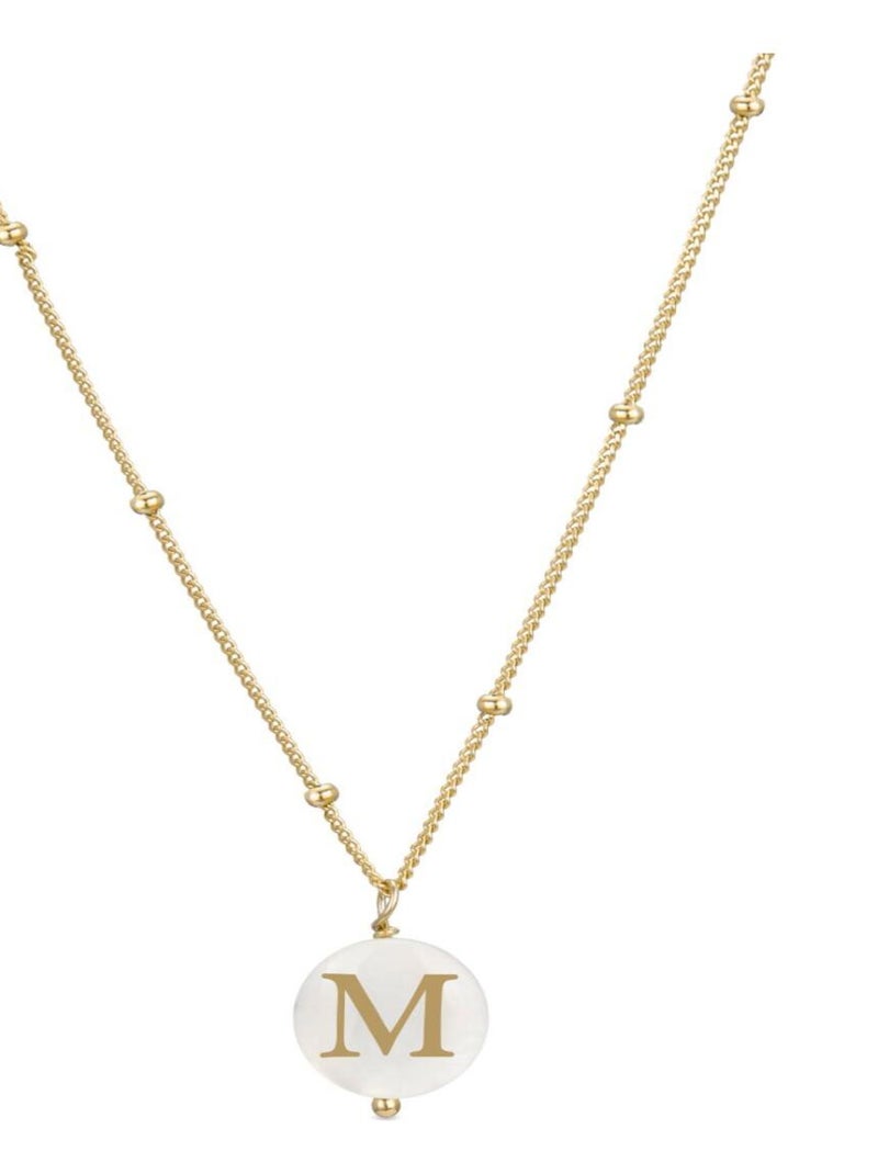 Collier, Alphabet en argent 925 et nacre blanche finie en or jaune 18 K Doré/or - Kiabi