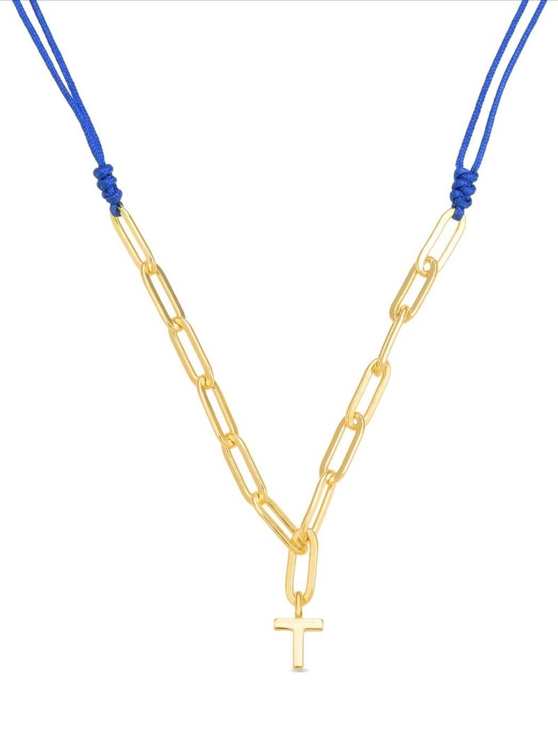 Collier Alphabet  en argent 925 et or jaune 18 carats Bleu - Kiabi