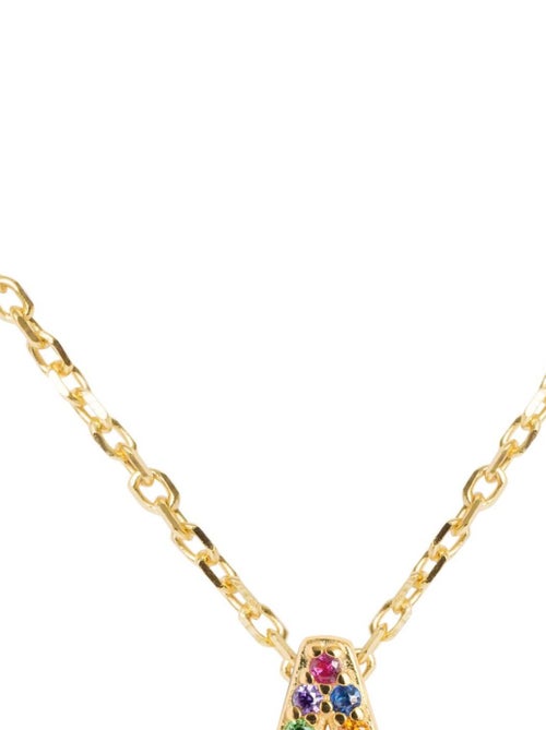 Collier, alphabet en argent 925 et zircon multicolore avec finition plaqué or jaune 18 K - Kiabi