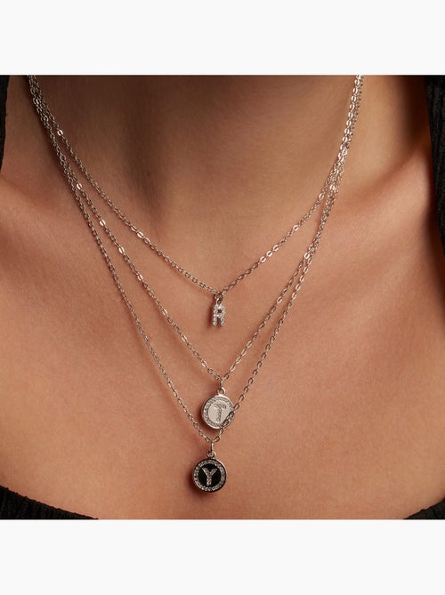 Collier Alphabet Luxenter argenté - Kiabi