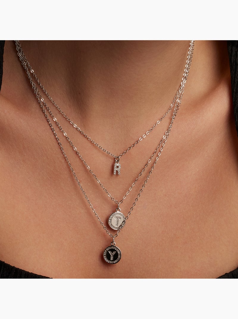 Collier Alphabet Luxenter argenté Blanc - Kiabi