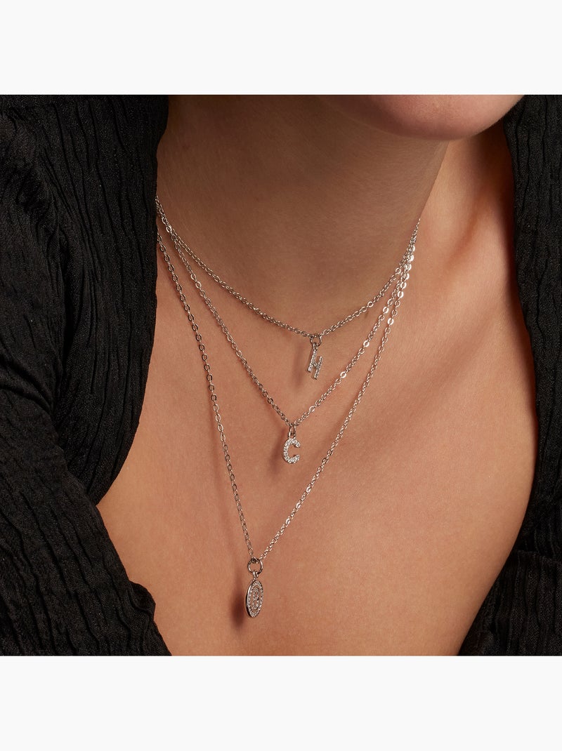 Collier Alphabet Luxenter argenté Blanc - Kiabi