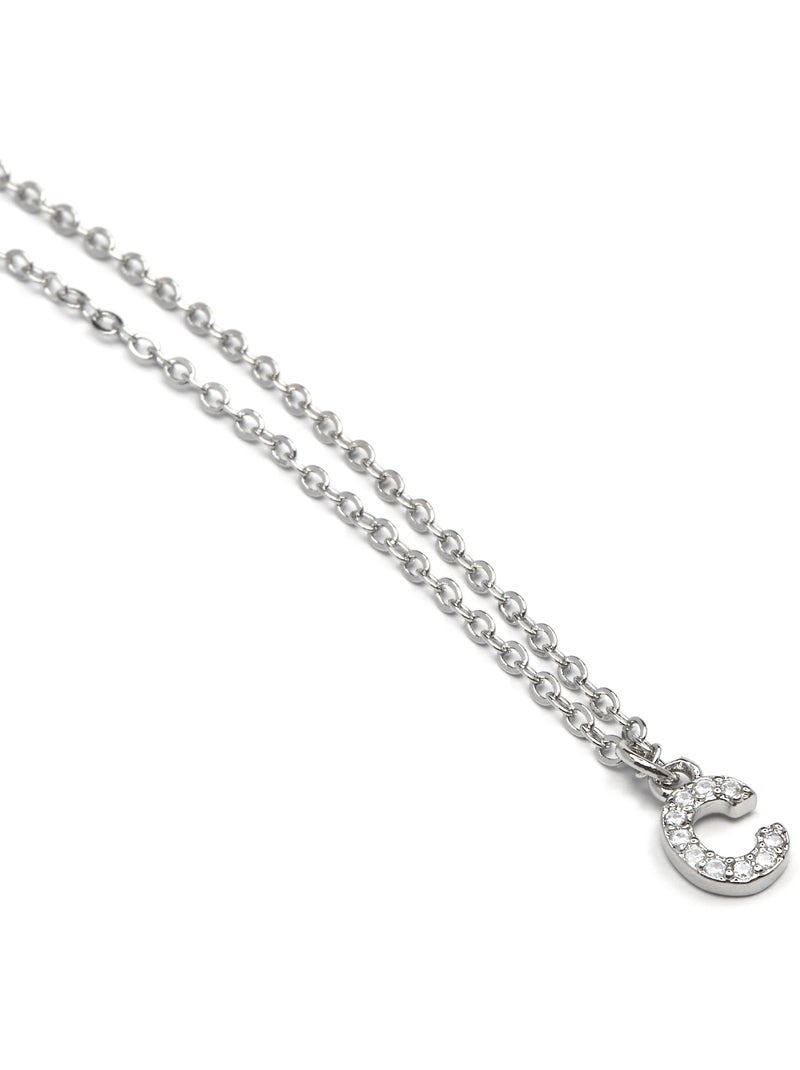 Collier Alphabet Luxenter argenté Blanc - Kiabi