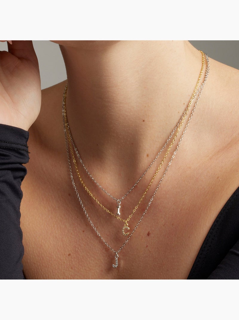 Collier Alphabet Luxenter argenté Blanc - Kiabi