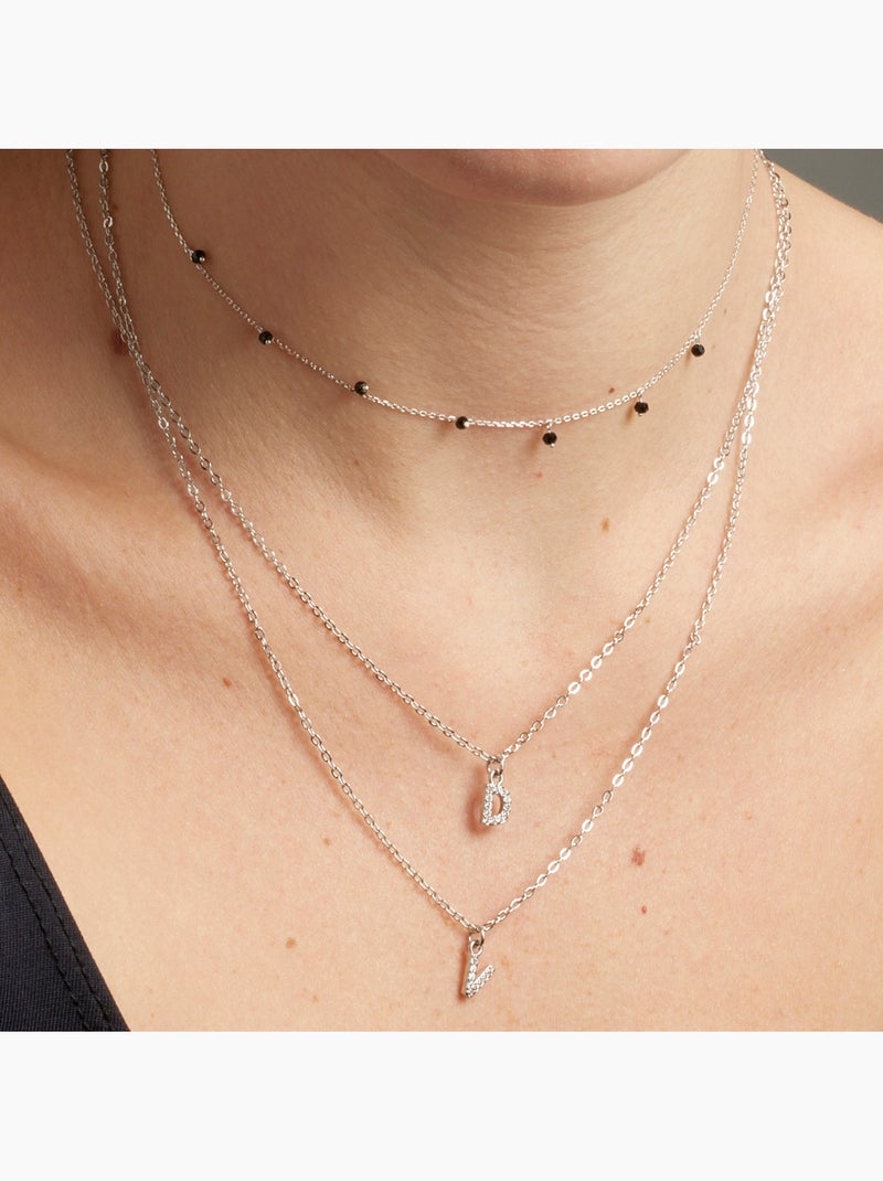 Collier Alphabet Luxenter argenté Blanc - Kiabi