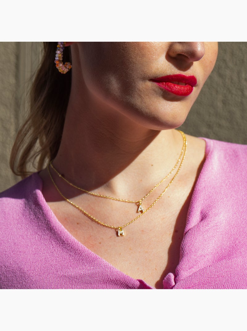 Collier Alphabet Luxenter Finition or 18k Blanc - Kiabi