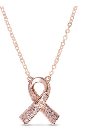 Collier Annleof en argent 925 et zircon rose avec finition plaqué or rose 18K