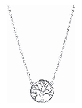 Collier Arbre de vie en argent 925 et zirconium rhodié