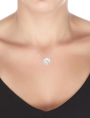 Collier Arbre de vie en argent 925 et zirconium rhodié
