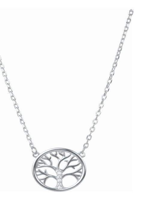 Collier  Arbre de vie en argent 925 et zirconium rhodié - Kiabi