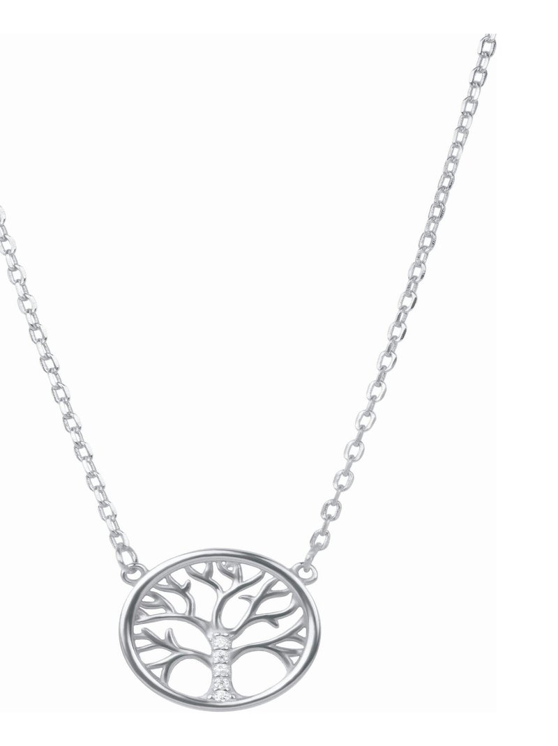 Collier  Arbre de vie en argent 925 et zirconium rhodié Argent - Kiabi