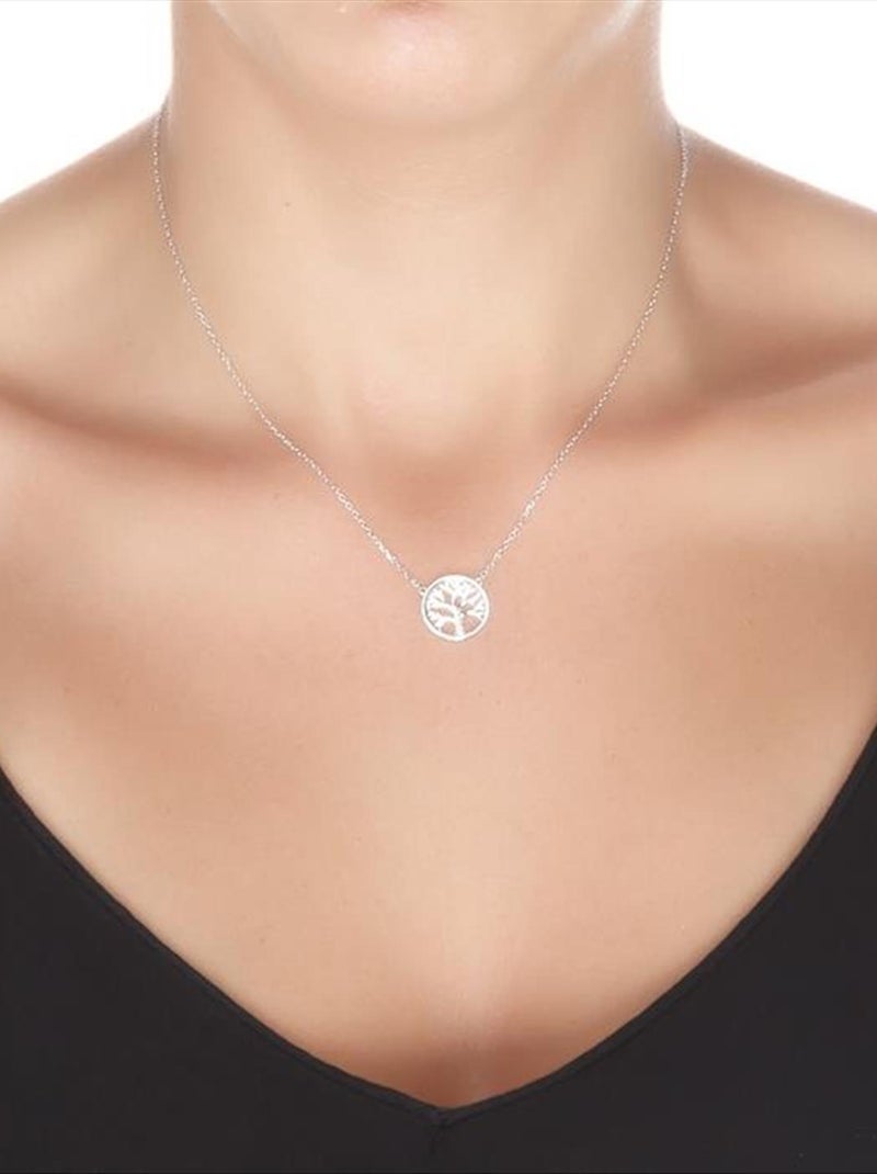 Collier  Arbre de vie en argent 925 et zirconium rhodié Argent - Kiabi