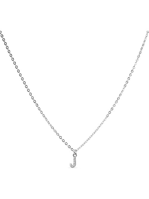 Collier avec finition argentée en zircone brillant - Lettre J de l’alphabet - Kiabi Collier avec finition argentée en zircone brillant - Lettre J de l’alphabet - Kiabi