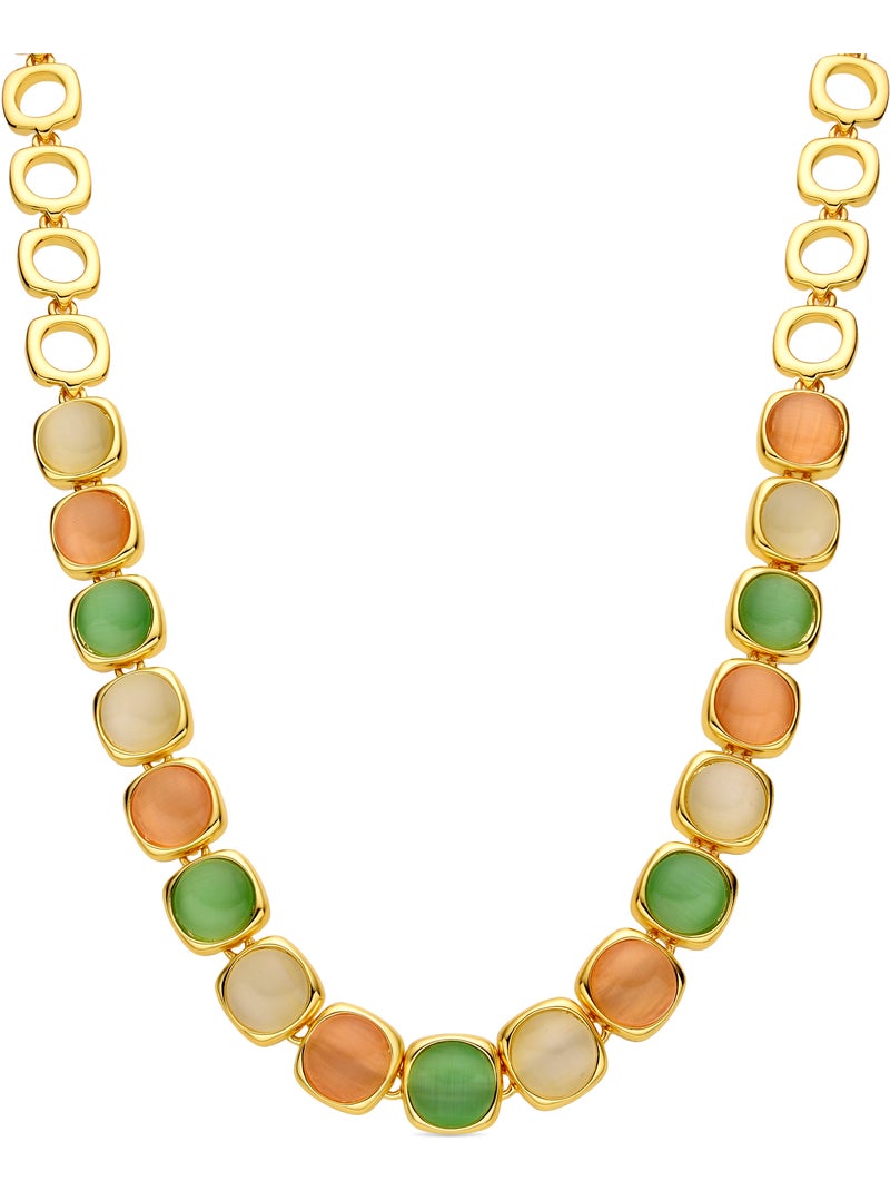 Collier avec œil-de-chat multicolore finition or 18 carats - Shureo Multicolore - Kiabi