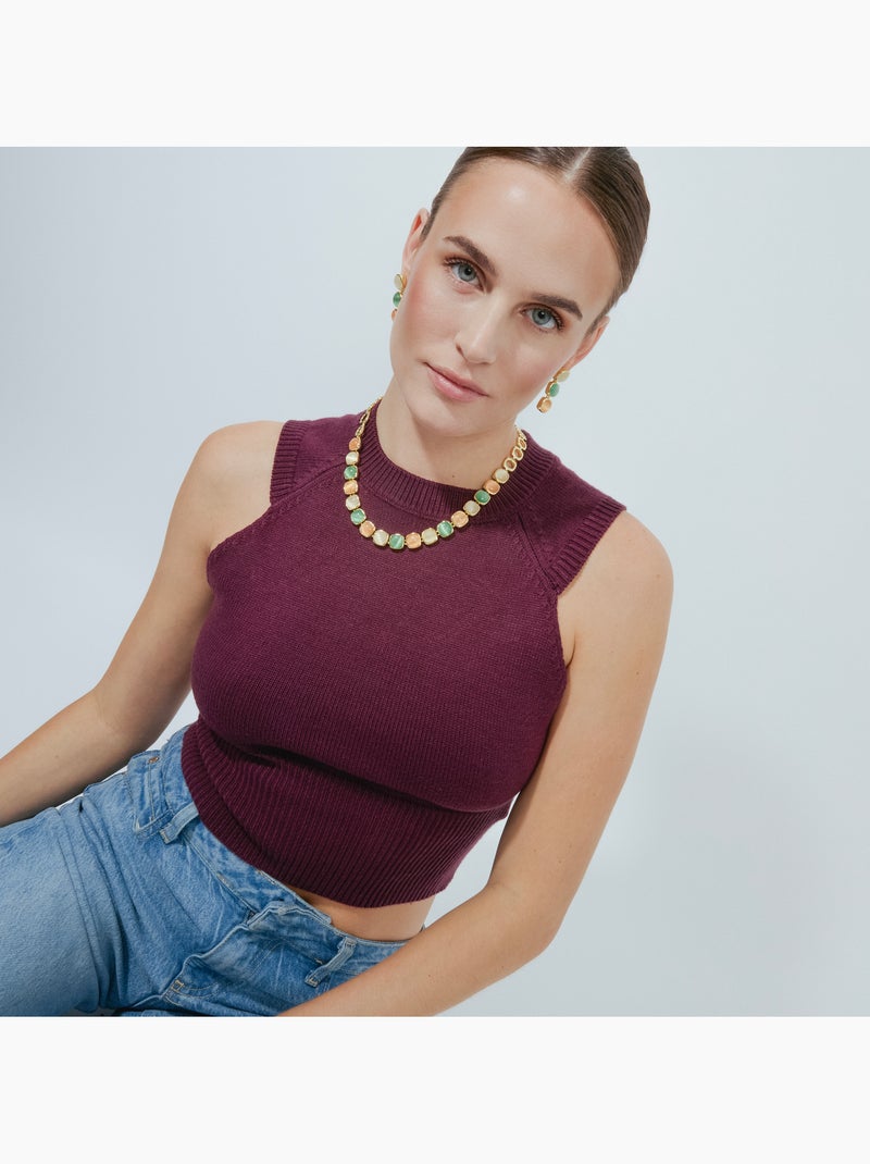 Collier avec œil-de-chat multicolore finition or 18 carats - Shureo Multicolore - Kiabi