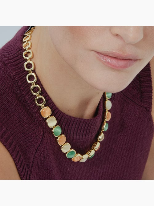 Collier avec œil-de-chat multicolore finition or 18 carats - Shureo - Kiabi