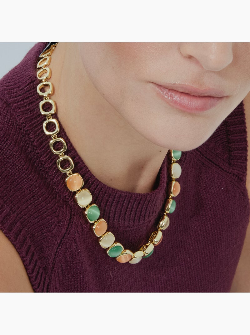 Collier avec œil-de-chat multicolore finition or 18 carats - Shureo Multicolore - Kiabi