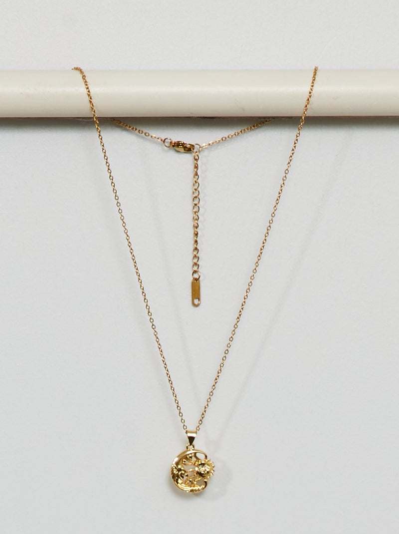 Collier avec pendentif rond doré - Kiabi