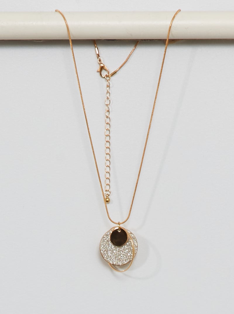 Collier avec pendentif rond doré - Kiabi