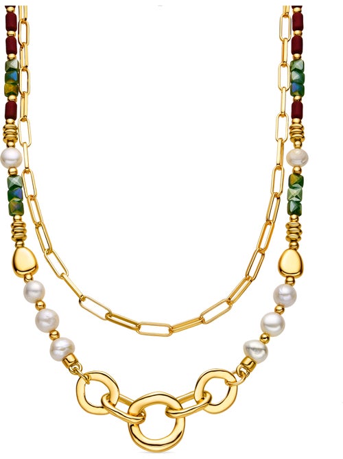 Collier avec perle blanche plaqué or 18 carats - Kany - Kiabi