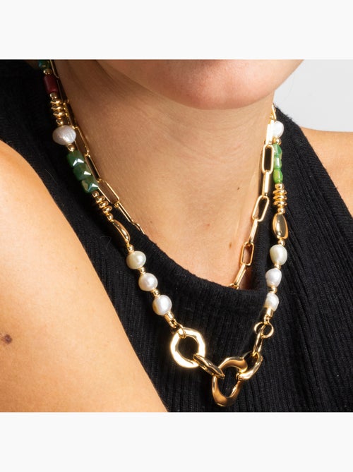 Collier avec perle blanche plaqué or 18 carats - Kany - Kiabi