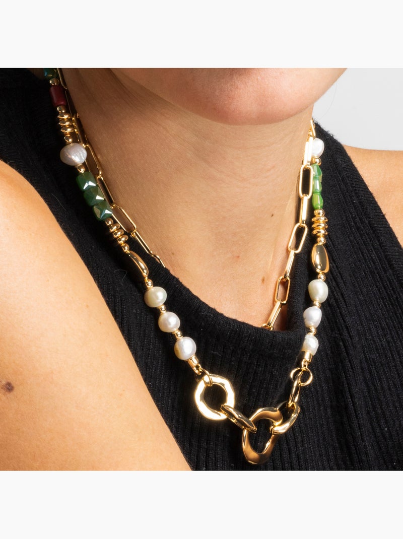 Collier avec perle blanche plaqué or 18 carats - Kany Blanc - Kiabi