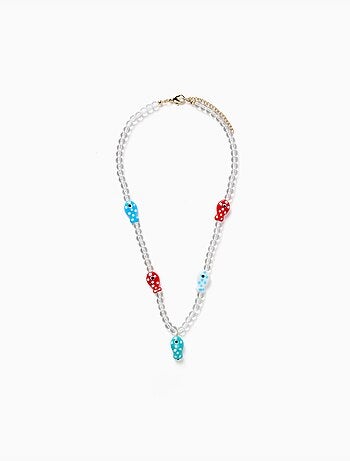 Collier avec perles et pendentif en forme de poisson