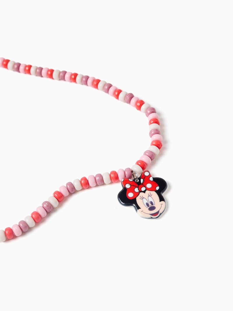 Collier avec perles et pendentif Minnie Rose clair - Kiabi