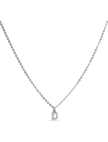 Collier avec zircone brillant à finition argentée - Lettre D de l’alphabet