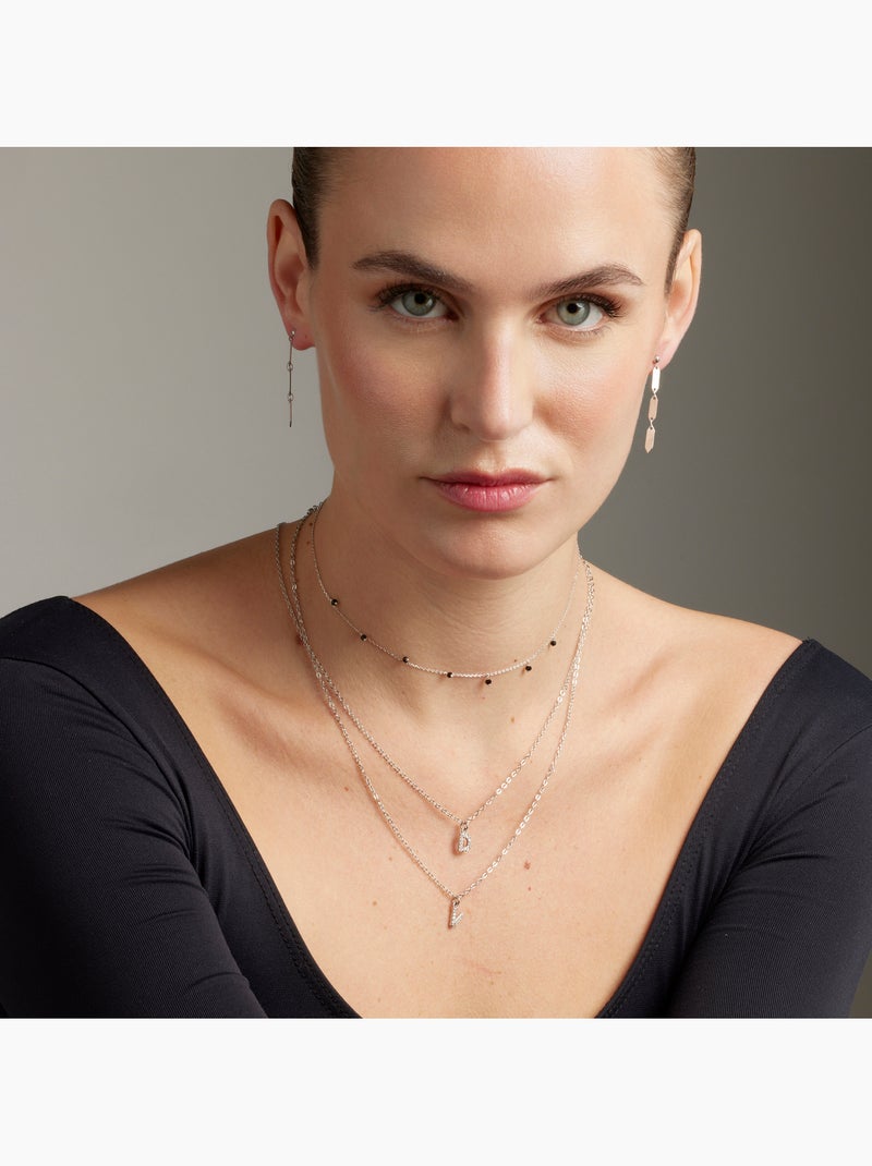 Collier avec zircone brillant à finition argentée - Lettre D de l’alphabet Argenté - Kiabi
