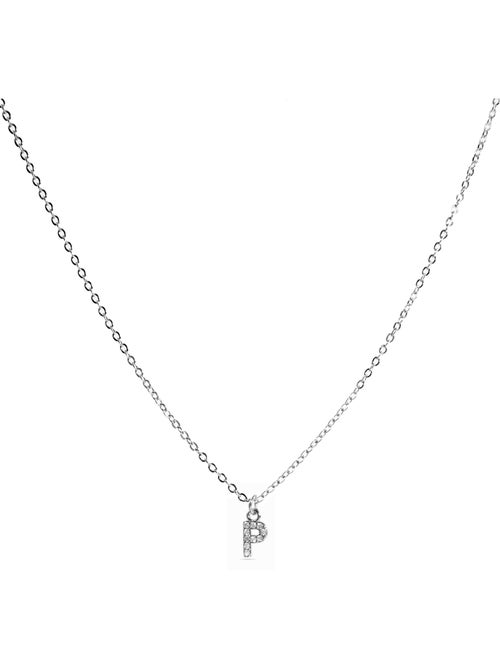 Collier avec zircone brillant à finition argentée - lettre P de l’alphabet - Kiabi Collier avec zircone brillant à finition argentée - lettre P de l’alphabet - Kiabi