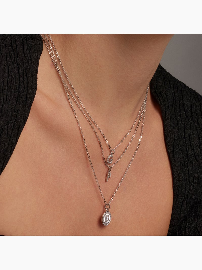Collier avec zircone brillant à finition argentée - lettre P de l’alphabet Argenté - Kiabi