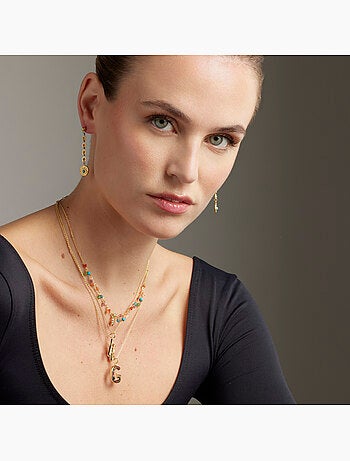 Collier avec zircone multicolore avec finition or 18k - lettre G de l’alphabet