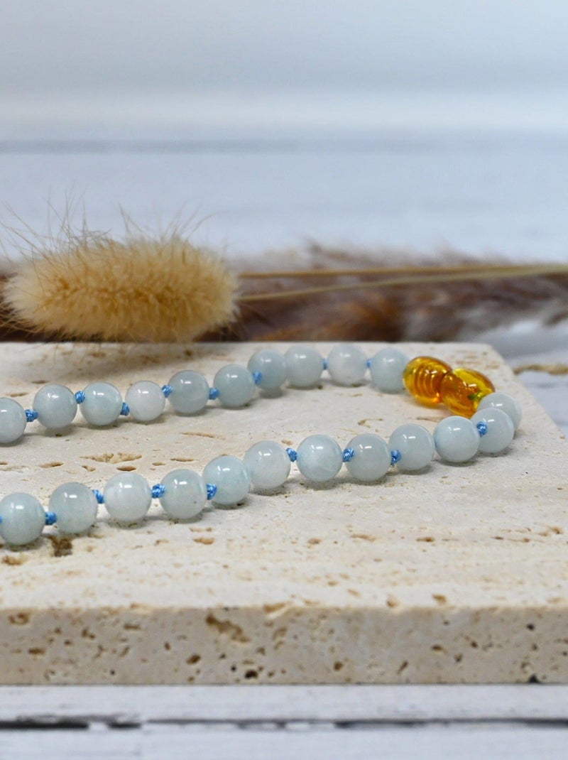 Collier Bébé - Pierres naturelles : Aigue Marine Bleu clair - Kiabi