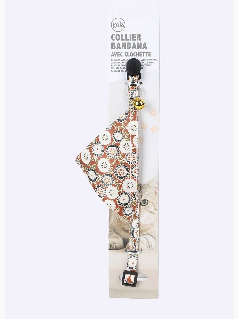 Collier chat forme bandana et clochette Marron - Kiabi