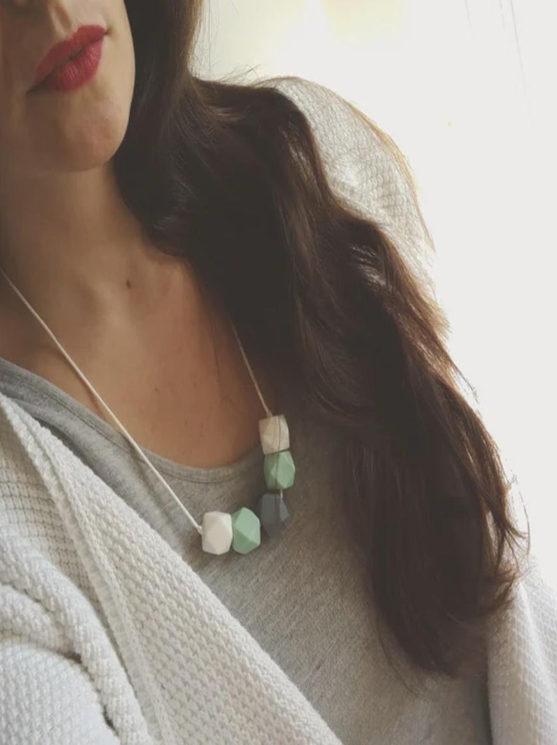 Collier d'allaitement Mini Geometric Blanc Vert Gris - Kiabi