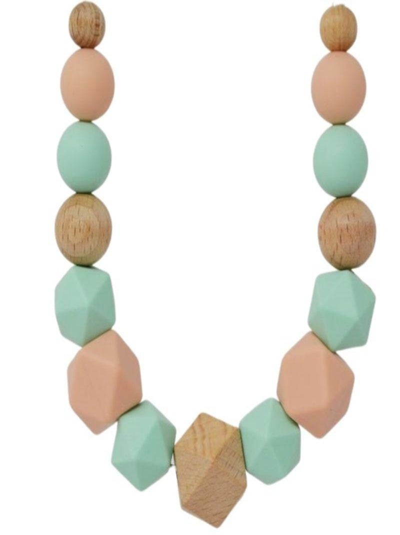 Collier d'allaitement ou de portage en silicone - Géométrique Saumon/vert d'eau Vert - Kiabi