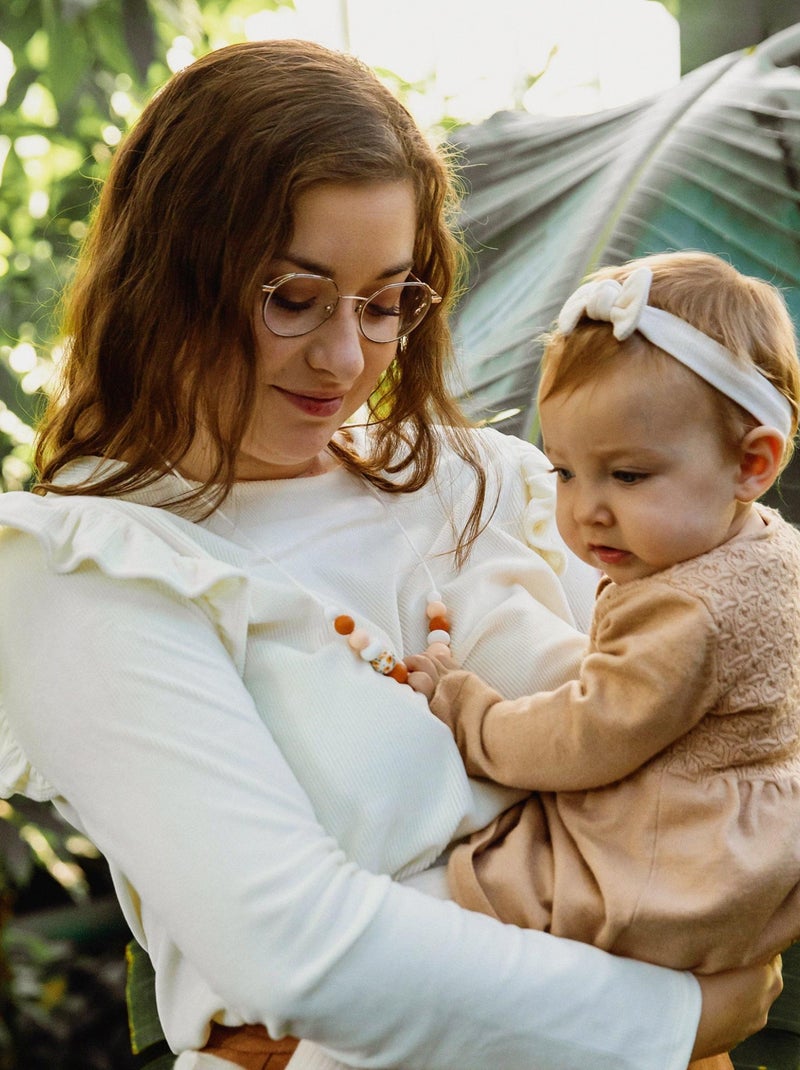 Collier d'allaitement ou de portage silicone 'Coquelicot' Blanc - Kiabi