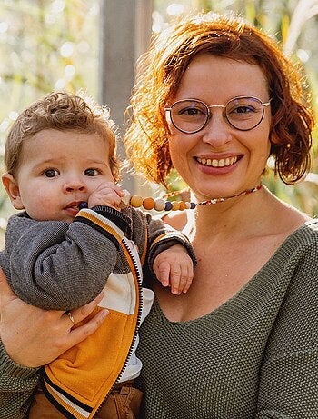 Collier d'allaitement ou de portage silicone et bois 'Automne'