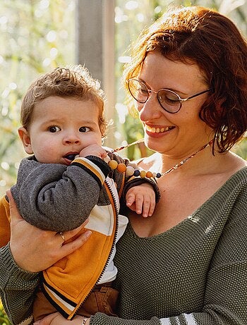 Collier d'allaitement ou de portage silicone et bois 'Automne'