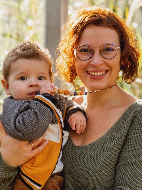 Collier d'allaitement ou de portage silicone et bois 'Automne' - Kiabi