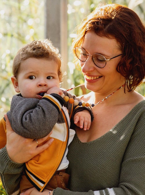 Collier d'allaitement ou de portage silicone et bois 'Automne' - Kiabi