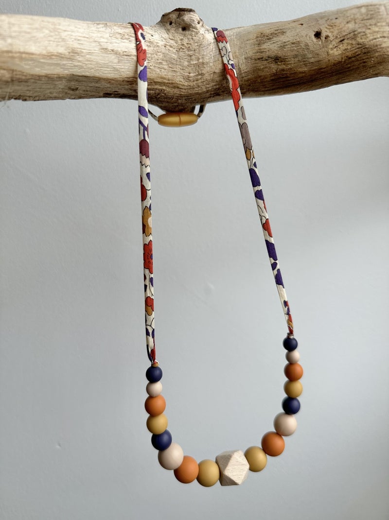 Collier d'allaitement ou de portage silicone et bois 'Automne' Beige argile - Kiabi