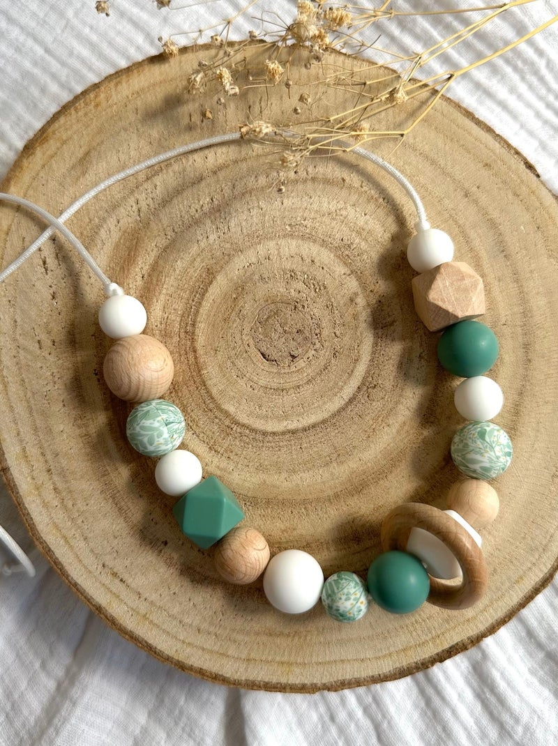 Collier d'allaitement ou de portage silicone et bois 'Nathalia' Vert - Kiabi