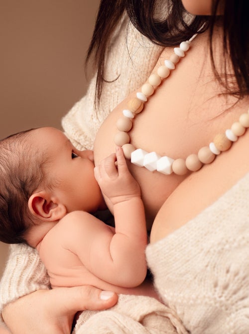 Collier d'allaitement ou de portage silicone et bois 'Naturel' - Kiabi