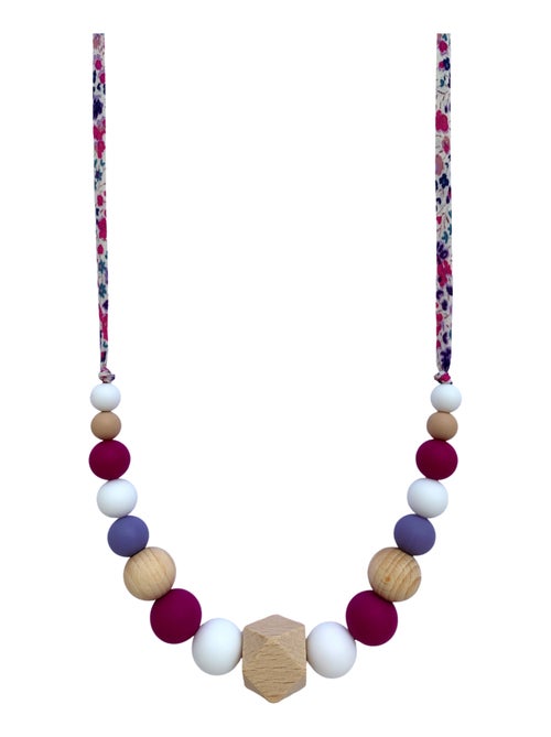 Collier d'allaitement ou de portage silicone et bois 'Prunelle' - Kiabi