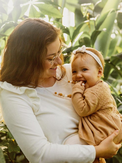 Collier d'allaitement ou de portage silicone et bois 'Rêve de sable' - Kiabi
