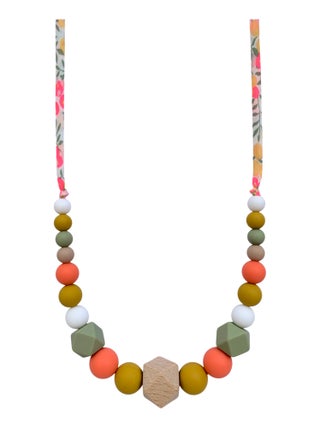 Collier d'allaitement ou de portage silicone et bois 'Sorbet d'été''