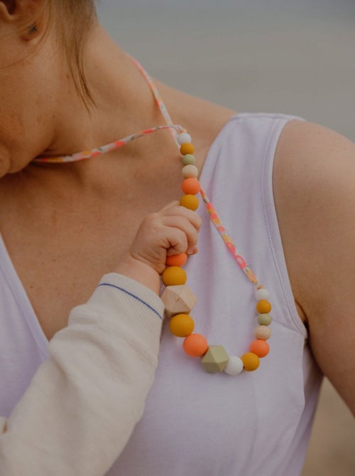 Collier d'allaitement ou de portage silicone et bois 'Sorbet d'été'' - Kiabi